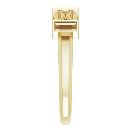 Family Bezel Set Ring Mounting in 18 Karat Yellow Gold for Straight baguette Stone