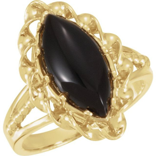 Rope Cabochon Ring Mounting in 18 Karat Yellow Gold for Marquise Stone