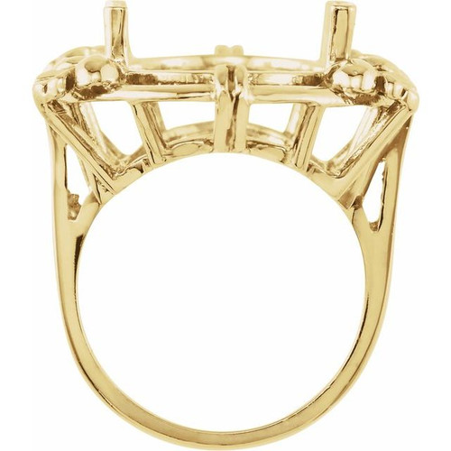 Fleur de Lis Ring Mounting in 18 Karat Rose Gold for Oval Stone