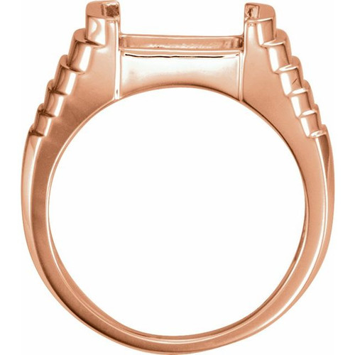 Emerald Bezel Set Ring Mounting in 14 Karat Rose Gold for Emerald cut Stone