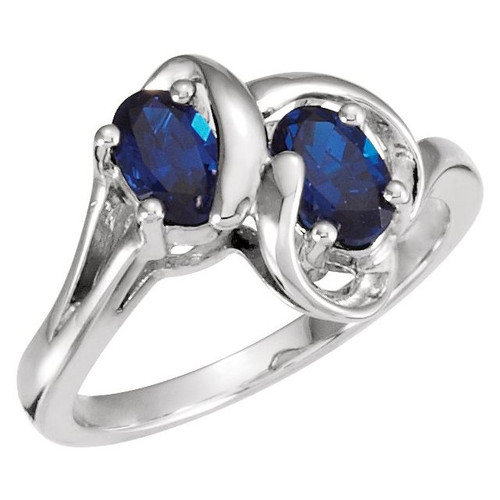 Two Stone Ring Mounting in 18 Karat White Gold for Oval Stone