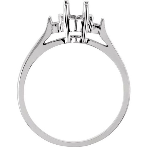 Three Stone Ring Mounting in Sterling Silver for Marquise Stone