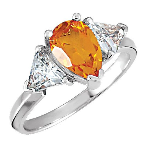 Three Stone Ring Mounting in Platinum for Pear Stone