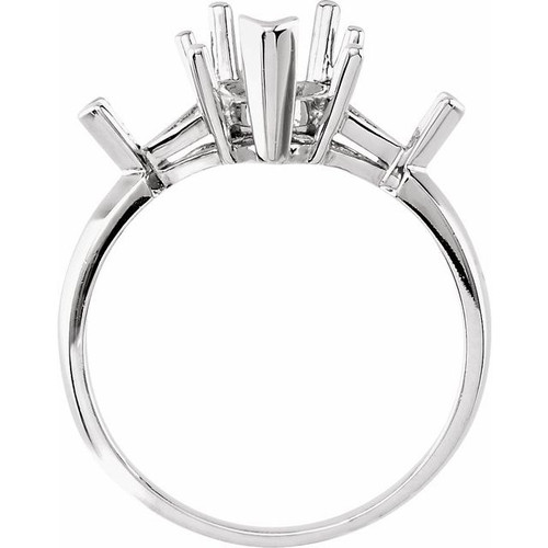 Three Stone Ring Mounting in Platinum for Pear Stone