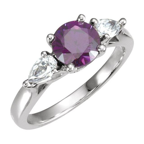 Three Stone Ring Mounting in Sterling Silver for Round Stone