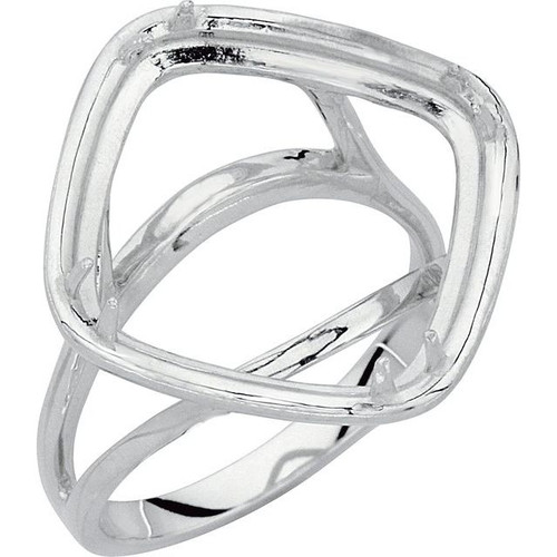 Cabochon Ring Mounting in 18 Karat White Gold for Cushion Stone