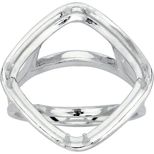 Cabochon Ring Mounting in 18 Karat White Gold for Cushion Stone