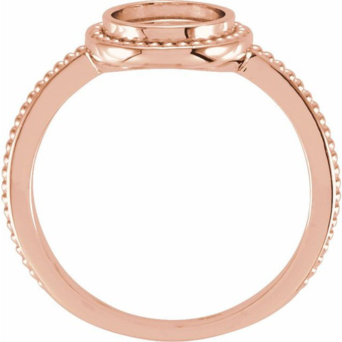 Beaded Cabochon Ring Mounting in 10 Karat Rose Gold for Round Stone