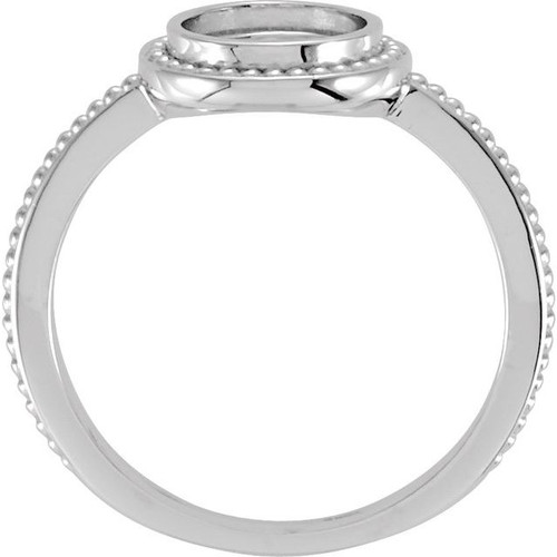 Beaded Cabochon Ring Mounting in Platinum for Round Stone