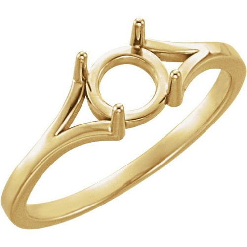 Cabochon Ring Mounting in 18 Karat Yellow Gold for Round Stone