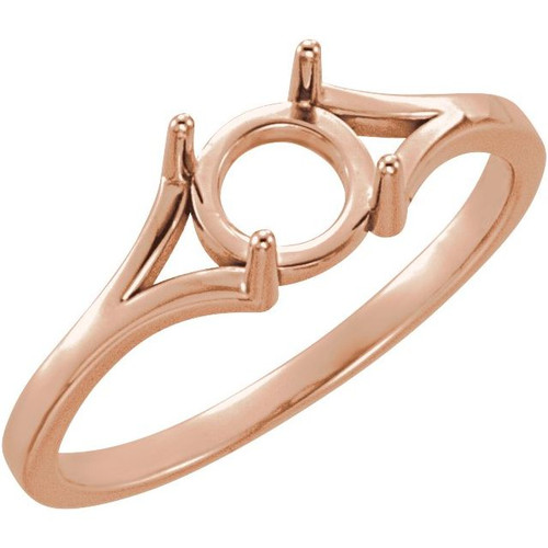 Cabochon Ring Mounting in 18 Karat Rose Gold for Round Stone