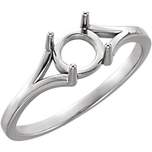 Cabochon Ring Mounting in 18 Karat White Gold for Round Stone