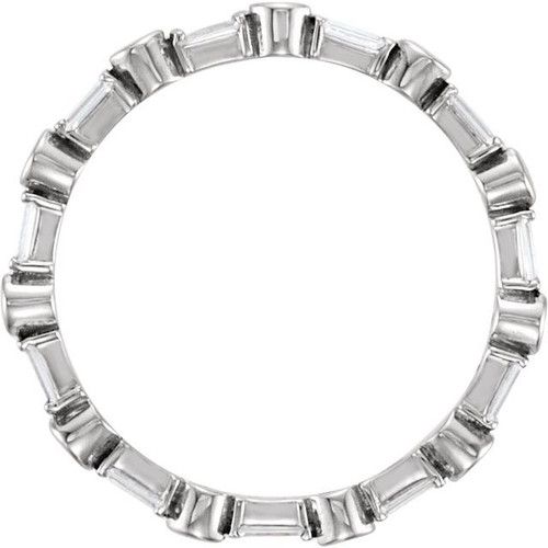 Baguette Accented Eternity Band Mounting in 10 Karat White Gold for Straight baguette Stone