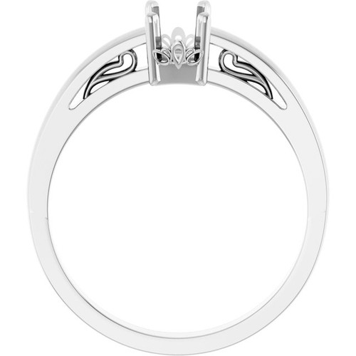 Scroll Setting® Solitaire Ring Mounting in 18 Karat White Gold for Emerald Stone
