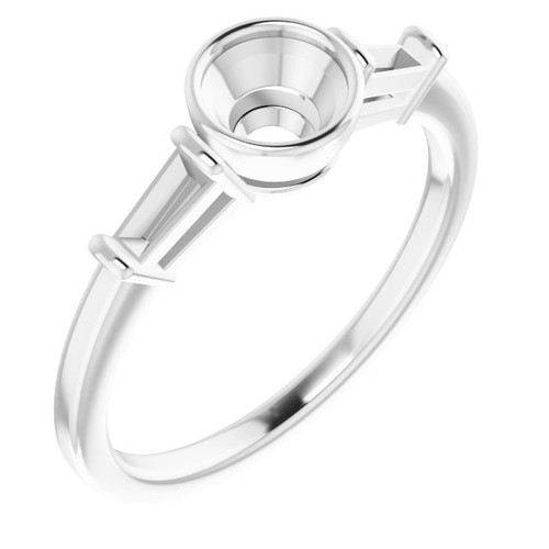 Accented Bezel Set Engagement Ring Mounting in 10 Karat White Gold for Round Stone