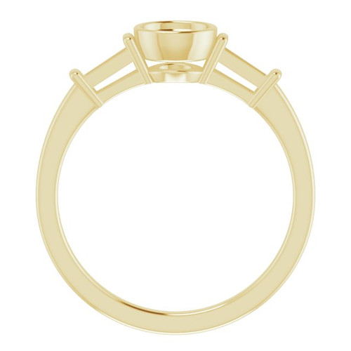 Accented Bezel Set Engagement Ring Mounting in 18 Karat Yellow Gold for Round Stone