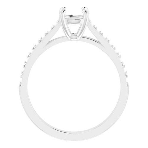 Accented Engagement Ring Mounting in 10 Karat White Gold for Round Stone