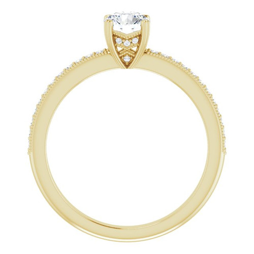 Accented Engagement Ring or Band Mounting in 10 Karat Yellow Gold for Round Stone