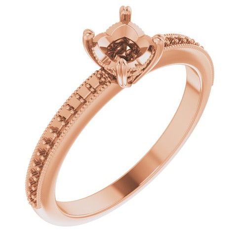 Accented Engagement Ring or Band Mounting in 10 Karat Rose Gold for Round Stone