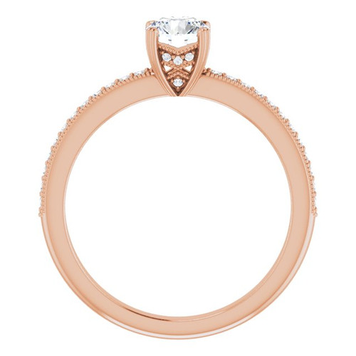 Accented Engagement Ring or Band Mounting in 10 Karat Rose Gold for Round Stone