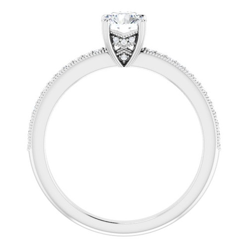 Accented Engagement Ring or Band Mounting in 10 Karat White Gold for Round Stone