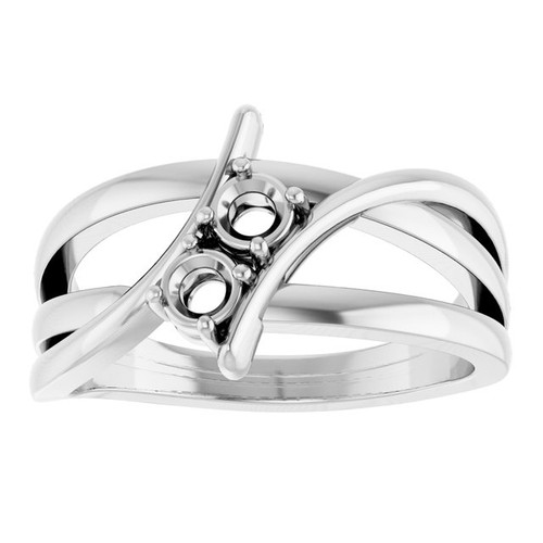 Two Stone Ring Mounting in 10 Karat White Gold for Round Stone