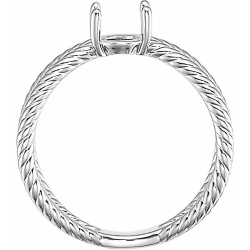 Criss Cross Cabochon Ring Mounting in 10 Karat White Gold for Oval Stone