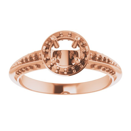 Halo Style Knife Edge Engagement Ring Mounting in 14 Karat Rose Gold for Round Stone