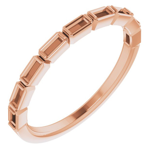 Accented Anniversary Band Mounting in 10 Karat Rose Gold for Straight baguette Stone