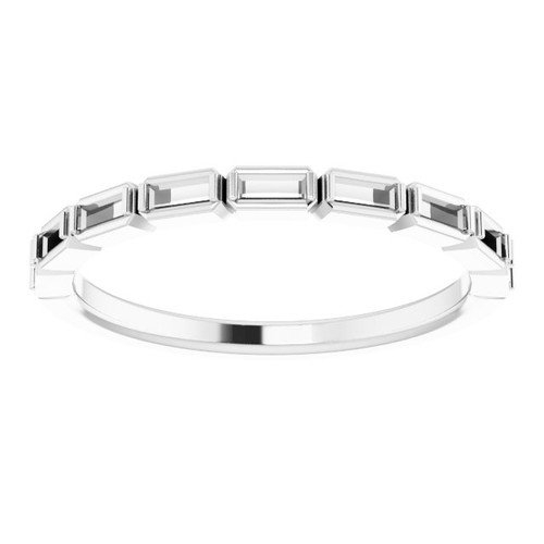 Accented Anniversary Band Mounting in 10 Karat White Gold for Straight baguette Stone