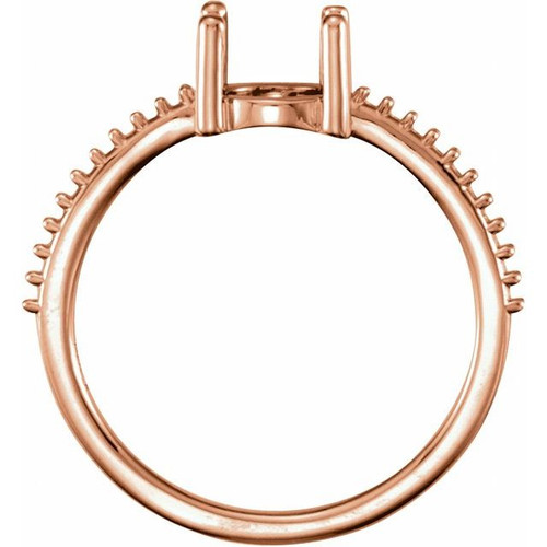 Accented Cabochon Ring Mounting in 10 Karat Rose Gold for Round Stone