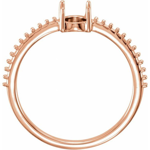 Accented Cabochon Ring Mounting in 18 Karat Rose Gold for Oval Stone