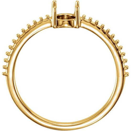 Accented Cabochon Ring Mounting in 10 Karat Yellow Gold for Oval Stone