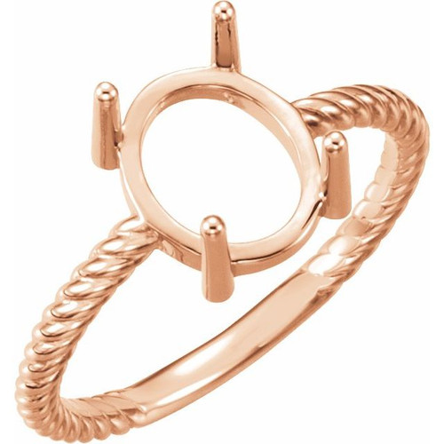 Cabochon Ring Mounting in 18 Karat Rose Gold for Oval Stone