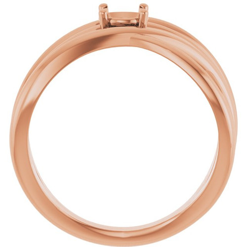 Solitaire Criss Cross Ring Mounting in 10 Karat Rose Gold for Round Stone