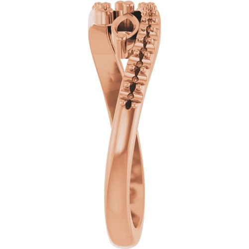 Family Bypass Ring Mounting in 10 Karat Rose Gold for Marquise Stone