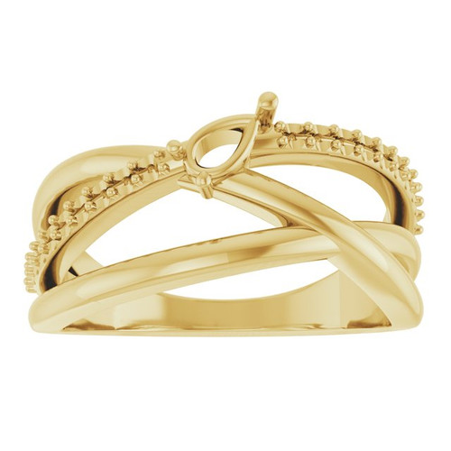 Family Freeform Ring Mounting in 18 Karat Yellow Gold for Pear shape Stone