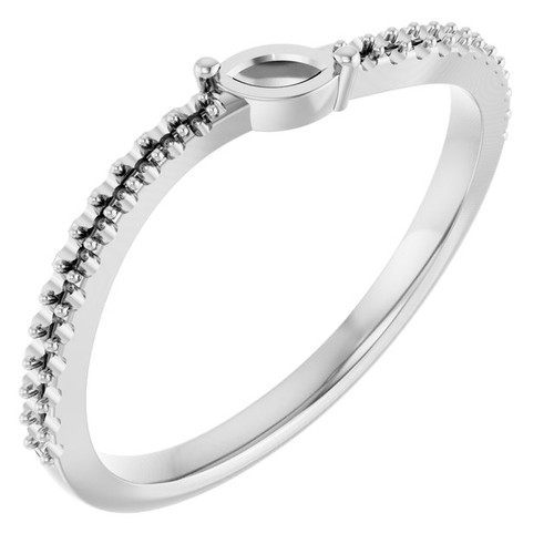 Accented Family Ring Mounting in 10 Karat White Gold for Marquise Stone
