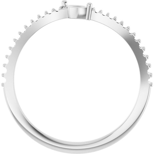 Accented Family Ring Mounting in 10 Karat White Gold for Marquise Stone