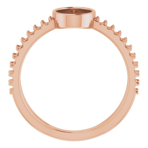 Accented Cabochon Ring Mounting in 10 Karat Rose Gold for Oval Stone