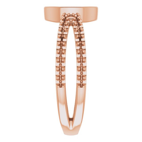 Accented Cabochon Ring Mounting in 10 Karat Rose Gold for Oval Stone