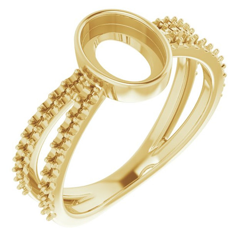 Accented Cabochon Ring Mounting in 18 Karat Yellow Gold for Oval Stone Accented Cabochon Ring Mounting in 18 Karat Yellow Gold for Oval Stone