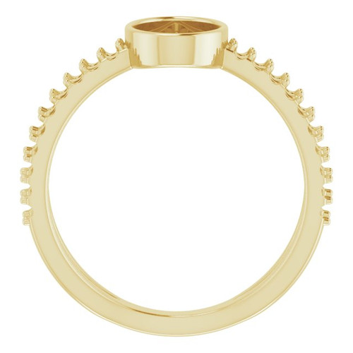 Accented Cabochon Ring Mounting in 18 Karat Yellow Gold for Oval Stone