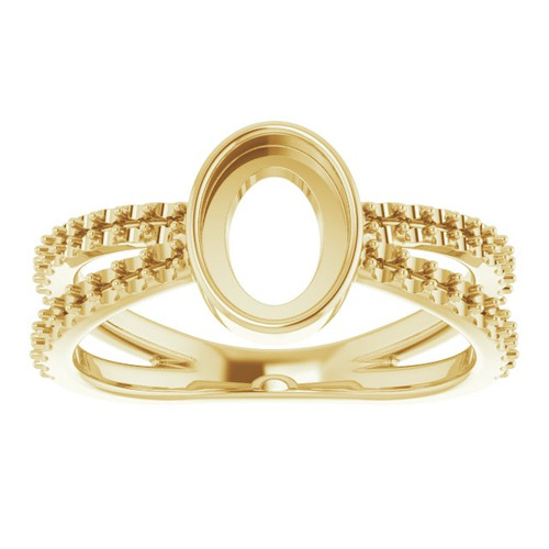 Accented Cabochon Ring Mounting in 18 Karat Yellow Gold for Oval Stone Accented Cabochon Ring Mounting in 18 Karat Yellow Gold for Oval Stone