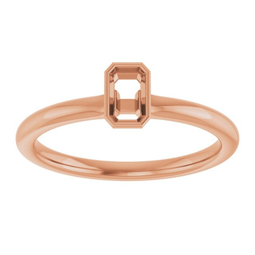 Family Stackable Bezel Set Ring Mounting in 10 Karat Rose Gold for Emerald Stone