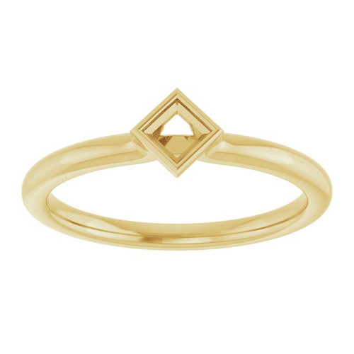 Family Stackable Bezel Set Ring Mounting in 18 Karat Yellow Gold for Square Stone