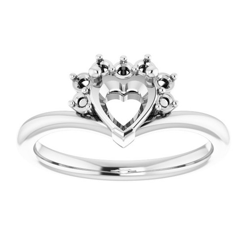 Accented Heart Ring Mounting in 18 Karat White Gold for Heart shape Stone