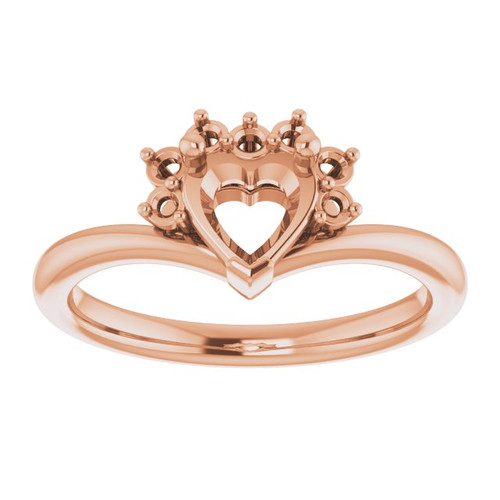 Accented Heart Ring Mounting in 10 Karat Rose Gold for Heart shape Stone