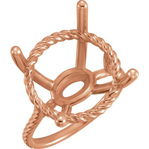 Rope Ring Mounting in 10 Karat Rose Gold for Round Stone