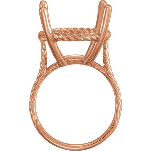 Rope Ring Mounting in 10 Karat Rose Gold for Round Stone